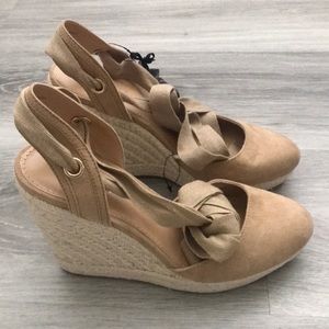 Express Espadrille Wrap Up Wedges